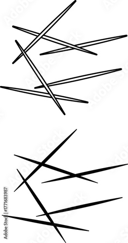 Minimal Abstract Composition with Black and White Sticks.