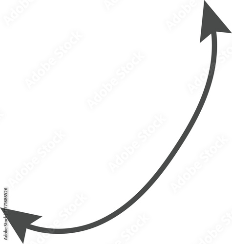 Dual sided Hand drawn curve line arrow. Double side curved outline arrows set. two side Wavy line arrow collection. zigzag arrows