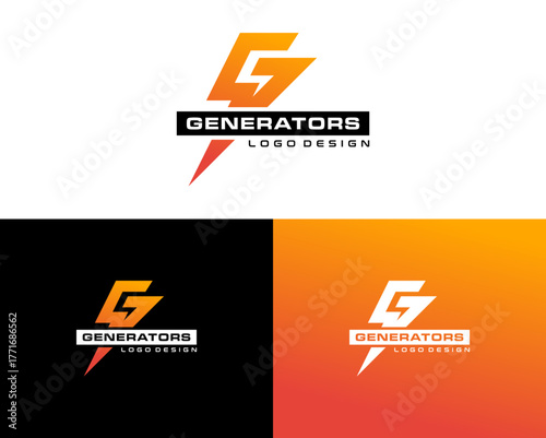 Dynamic G Lightning Bolt Logo for Generators Company Branding