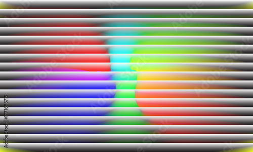 Abstract colorful light shining through blinds creates a vibrant and dynamic pattern