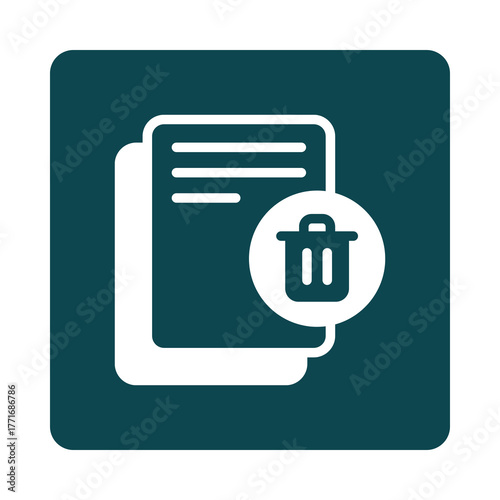 White document icon with a trash can symbol indicating deletion isolated on transparent background