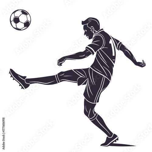 soccer player kicking ball