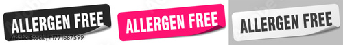 allergen free sticker. allergen free sticker set on white background