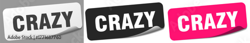 crazy sticker. crazy sticker set on white background