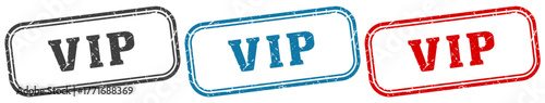 vip stamp. vip rectangular stamp set isolated on white background