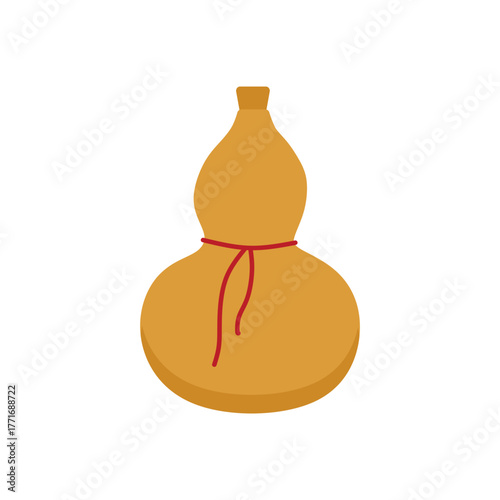 chinese traditional wine bottle flat design vector illustration. Gourd calabash design, chinese bottle and drink, calabash vector icon, vector graphics