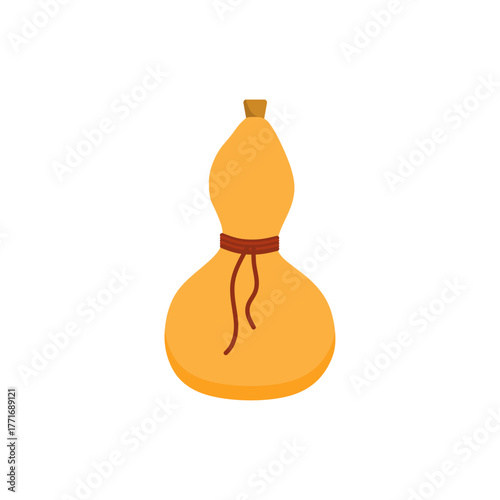 chinese traditional wine bottle flat design vector illustration. Gourd calabash design, chinese bottle and drink, calabash vector icon, vector graphics