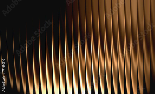 luxury bronze metallic stripes wave texture background, shiny abstract gradient fractal ripple glass pattern for modern design, elegant wallpaper, and digital art backdrop. 