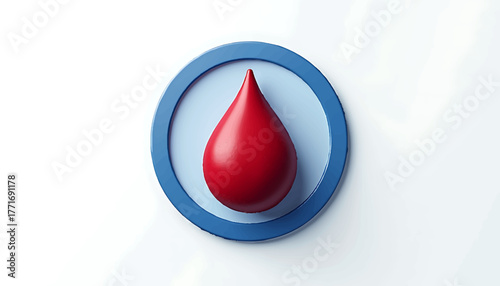 vector icon of a drop of blood inside a blue circle, symbolizing diabetes awareness 