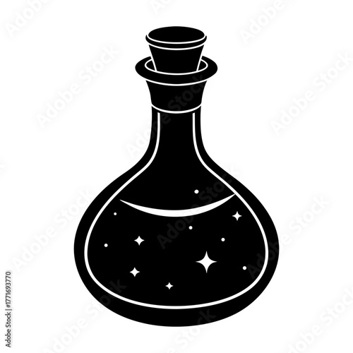 vector illustration of a magic potion bottle silhouette
