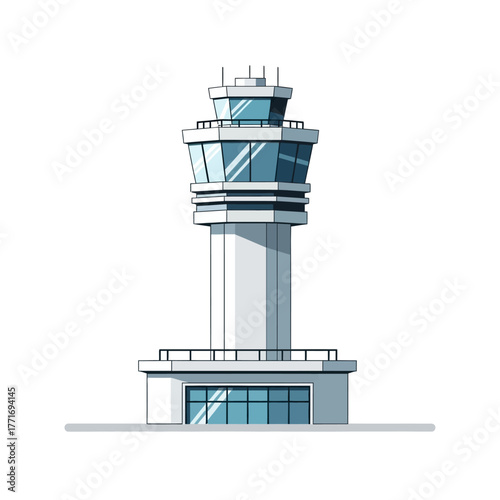 Air traffic control tower, airport and aviation