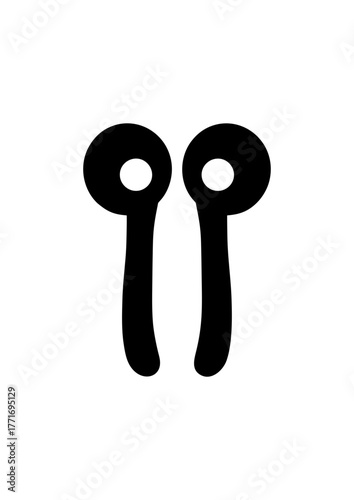 Flat design of airbuds vector in black and white perfect for apps, website, logo or sign 