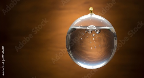 Balon bening berisi air di latar coklat