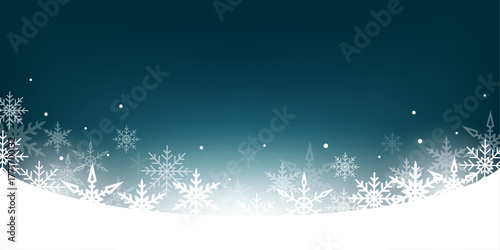 Beautiful falling snowflakes wallpaper. Winter dust ice particles. Snowfall weather white teal blue background. Many snowflakes january theme. Snow hurricane scenery, Magic nature fantasy snowfall.