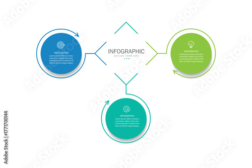 Vector infographic label design with circle infographic template design and 3 options or steps.