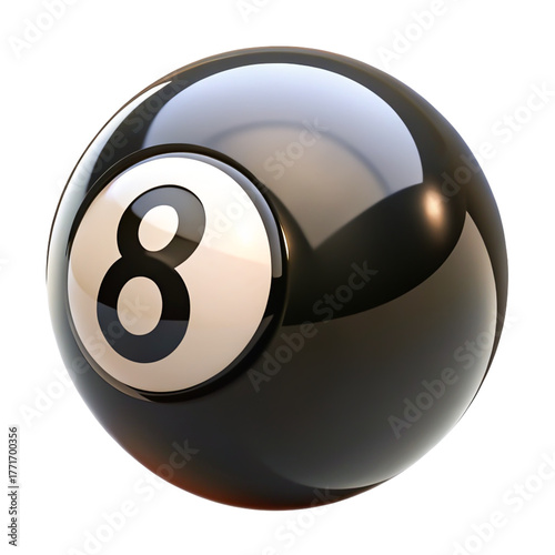 Realistic 3D Render of Black Eight Ball for Billiards, Pool, and Games