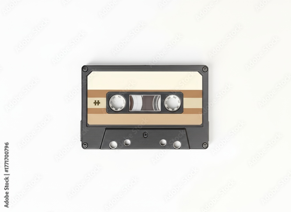 Obraz premium Retro cassette tape collection home studio image minimalist setting top-down view nostalgia concept
