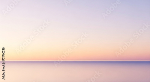A serene pastel gradient sky merges seamlessly with the tranquil ocean, creating a minimalist yet captivating natural scene of calm. vector illustration