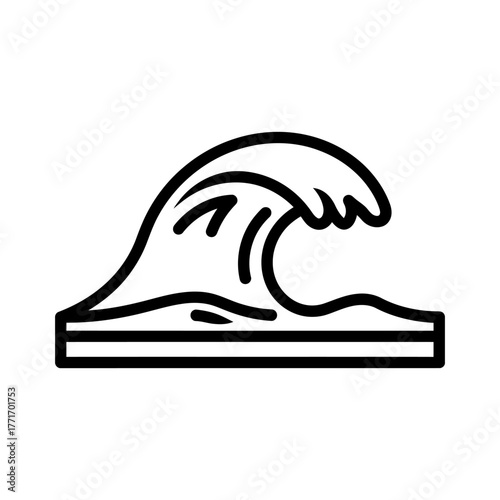 Wave Icon in Outlined Black Style for Graphic Design and Decorative Elements