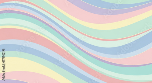A vibrant display of flowing pastel colors, creating a seamless wavy design. The image exudes a sense of fluidity and visual interest, perfect for conveying a mood of calmness. vector illustration