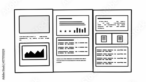 Professional business presentation layout with charts graphs and text for marketing strategy planning and corporate communication