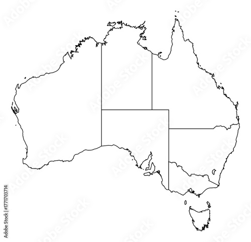 Australia Vector Map Outline | Editable Australia SVG Line Art | Minimalist Country Map for Design & Education