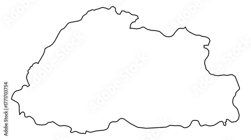 Bhutan Vector Map Outline | Editable Bhutan SVG Line Art | Minimalist Country Map for Design & Education