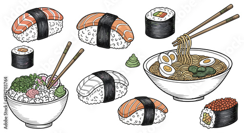 Continuous Line Art of Health and Wellness Elements First Aid, Heartbeat, Dumbbell, Yoga, and Apple, Symbolizing a Balanced and Active Lifestyle