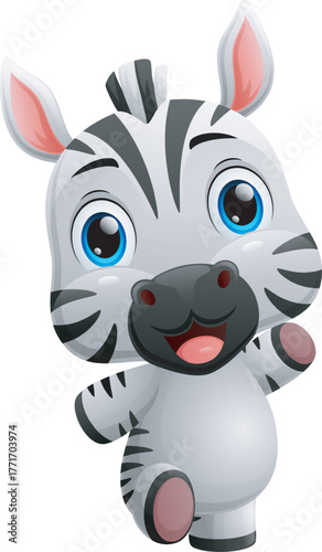 Cute zebra cartoon on white background
