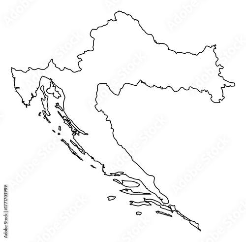 Croatia Vector Map Outline | Editable Croatia SVG Line Art | Minimalist Country Map for Design & Education