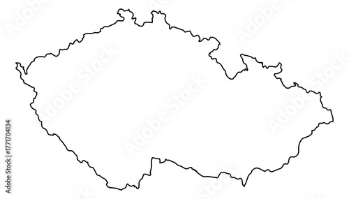 Czech Republic Vector Map Outline | Editable Czech Republic SVG Line Art | Minimalist Country Map for Design & Education