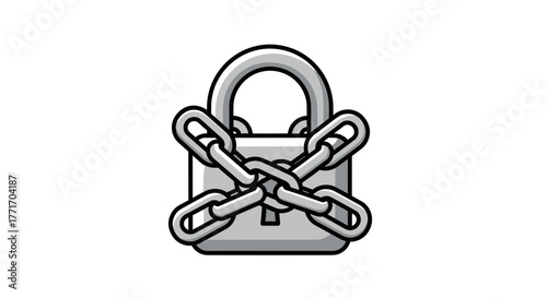 Robust digital security concept featuring a sturdy padlock entwined with strong chains, symbolizing restricted access, data protection, and online privacy
