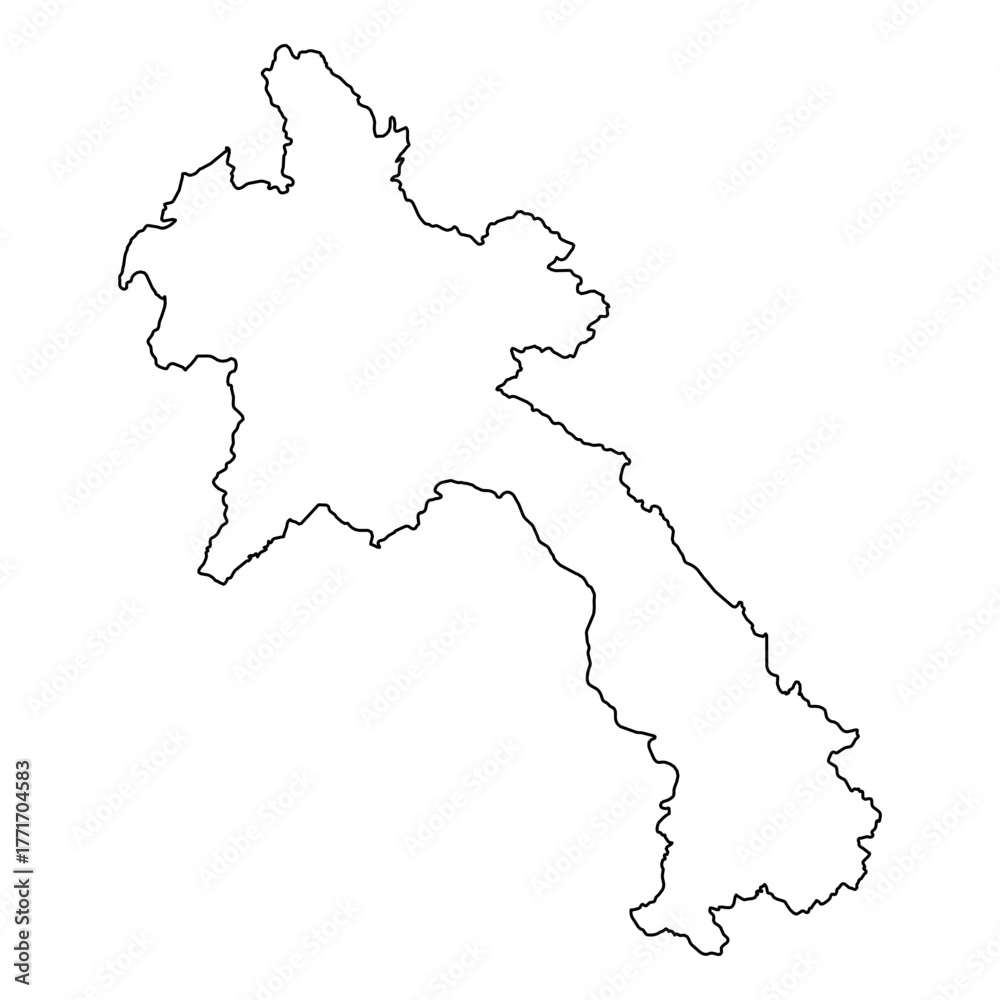 Fototapeta premium Laos Vector Map Outline | Editable Laos SVG Line Art | Minimalist Country Map for Design & Education