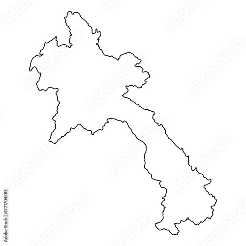 Laos Vector Map Outline | Editable Laos SVG Line Art | Minimalist Country Map for Design & Education