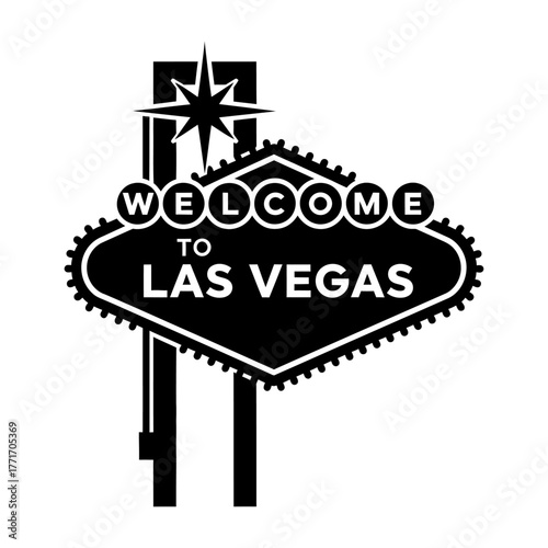 Classic Monochrome Welcome Roadside Sign Vector with Star and Circles