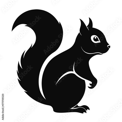 Cute squirrel holding a nut vector illustration on white background