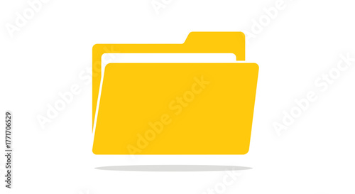 Bright yellow file folder icon with a subtle shadow, representing digital organization, data storage, and the management of important documents in a clear and minimalist graphic style