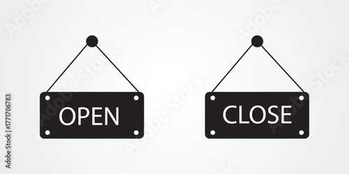 we are closed and Welcome we are open. Eps 10