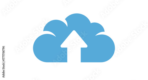 Cloud storage upload icon representing data transfer, file sharing, and digital information backup. Ideal for secure online computing services and remote system management