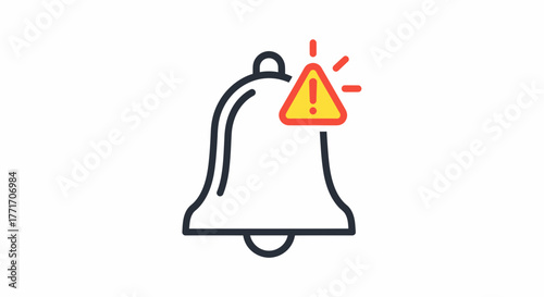 Notification bell with a prominent warning symbol, indicating an important alert or critical update. This digital interface element signifies urgent messages and system notifications