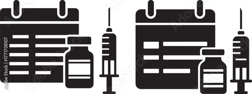 Medical appointment and vaccination schedule silhouette