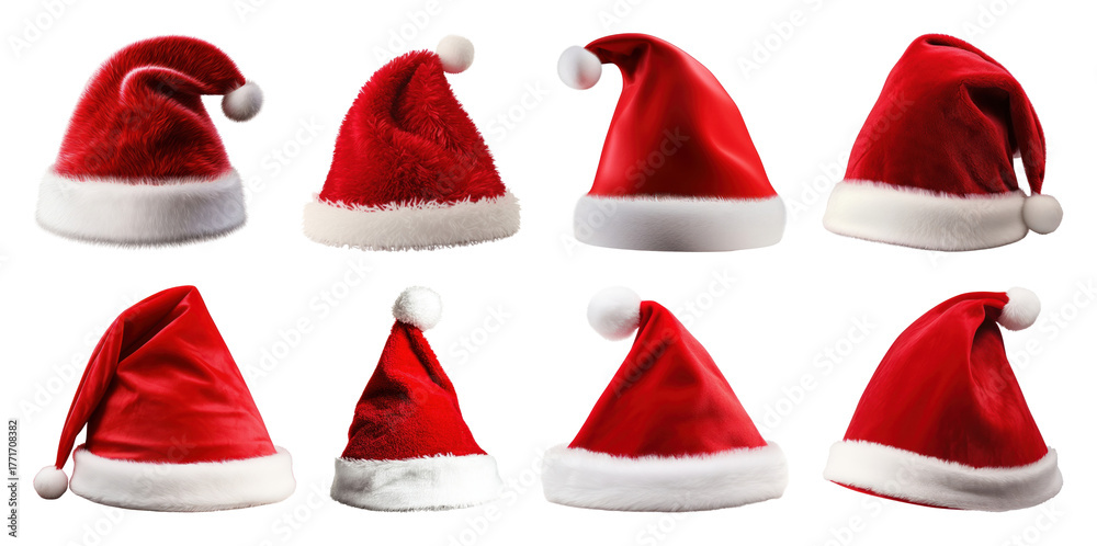 custom made wallpaper toronto digitalPNG Festive Santa hats collection, element set on transparent background