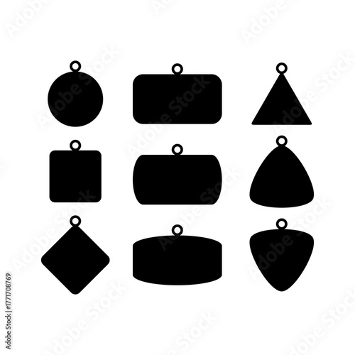 Dog tag template set icons isolated on white background