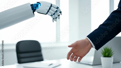 Human Handshake Between a Person and a Robot in Modern Office Environment