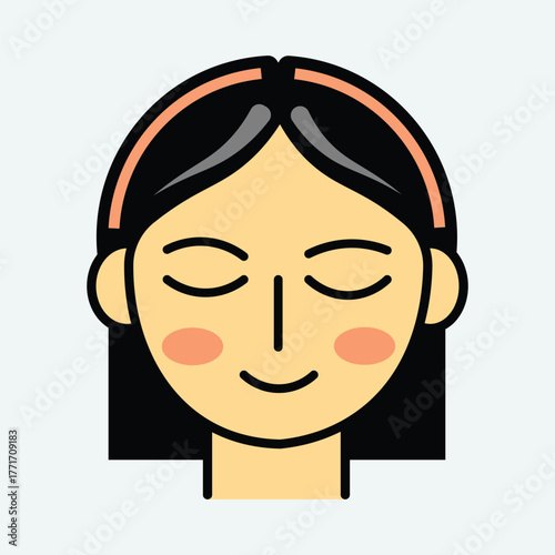 Serene woman's face relaxed expression closed eyes gentle smile soft blush