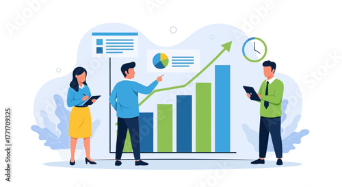 Business Team Analyzing Growth Charts and Financial Data Planning for Success Strategy
