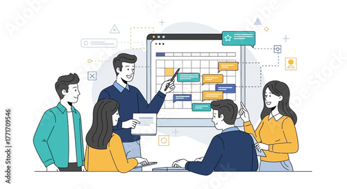 Business Teamwork Illustrating Project Planning And Strategy For Success