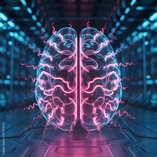 Futuristic Digital Brain Circuit Illustration Representing Artificial Intelligence and Neural Technology Innovation