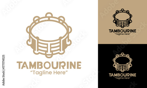 Tambourine Logo Modern Minimalist Percussion Instrument Design