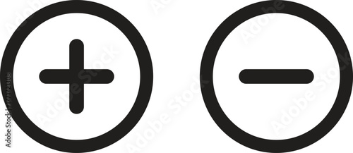Plus and Minus Icons Set - Zoom, Add, and Subtract Symbol Vector